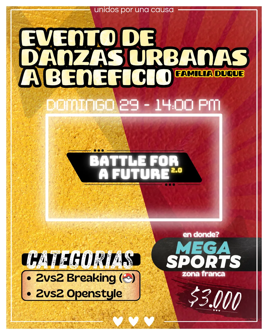 Flyer oficial Battle for a Future 2.0 — domingo 29, MegaSport Zona Franca