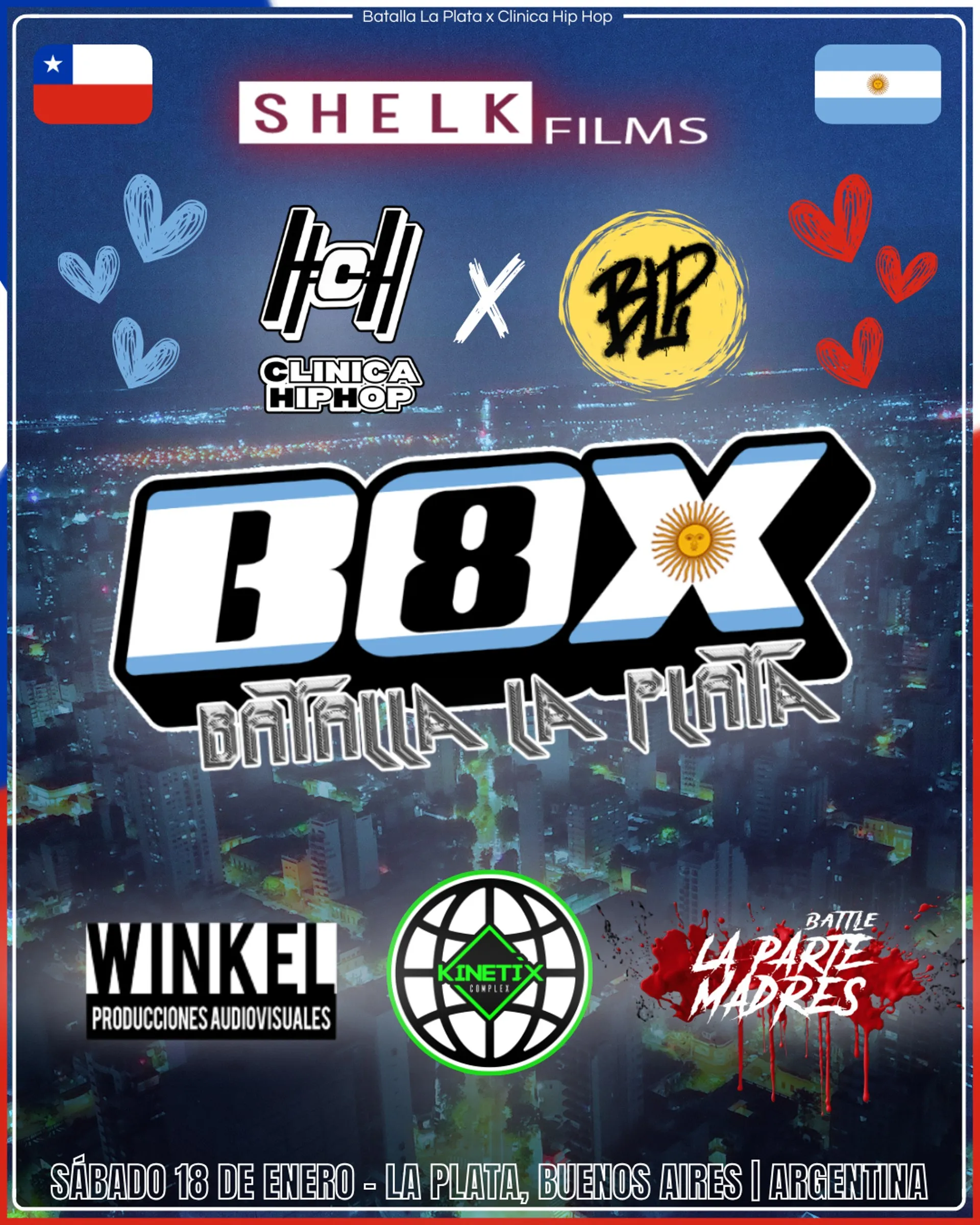 Flyer de auspiciadores BOX8 Batalla La Plata 2025