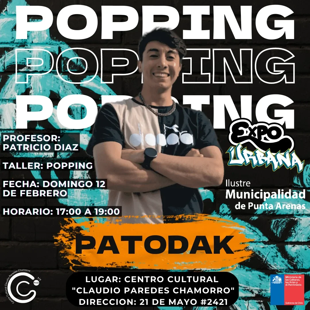 Flyer Popping con Patodak — domingo 12 de febrero