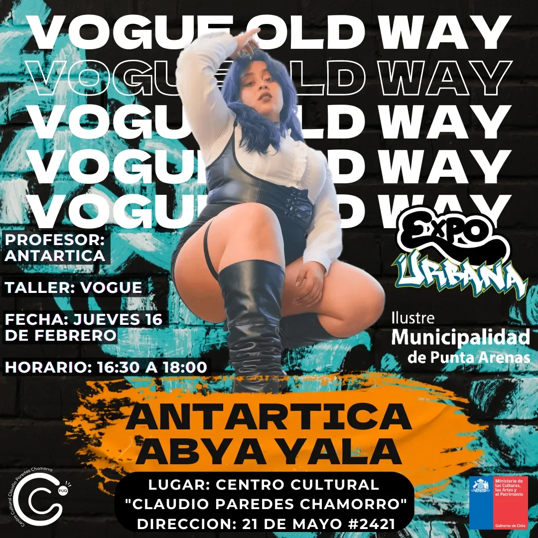 Flyer Vogue Old Way con Antártica Abya Yala — jueves 16 de febrero